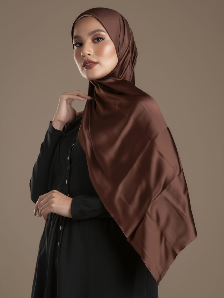 SILK HIJAB - BROWN