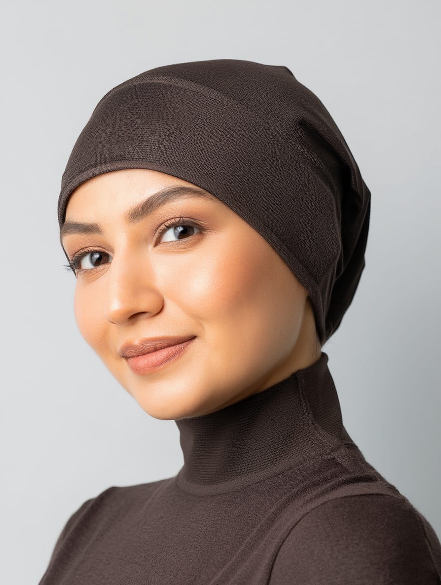 Comfort-Fit Hijab Cap (Dark Brown)