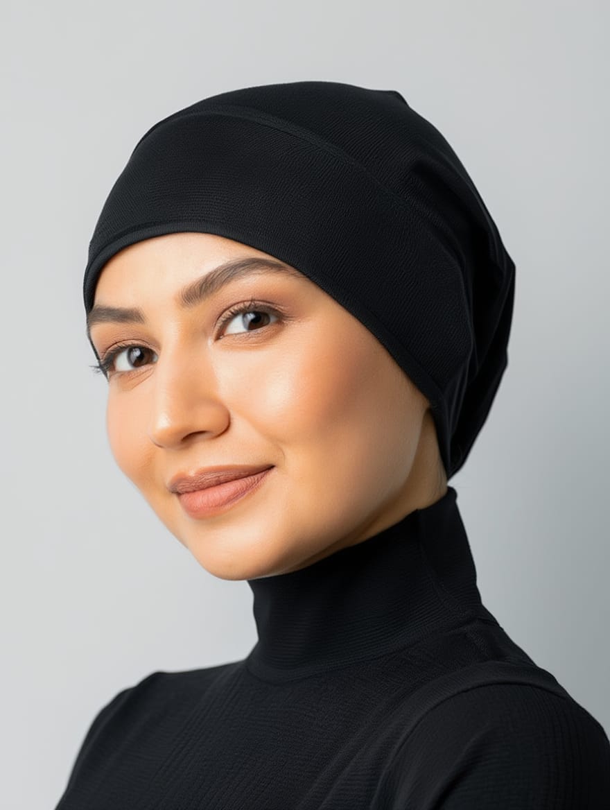 Comfort-Fit Hijab Cap (True Black)