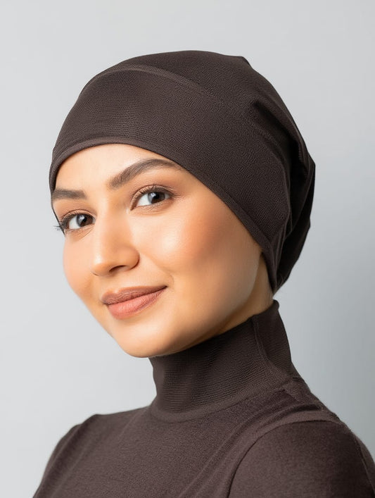 Comfort-Fit Hijab Cap (Dark Brown)