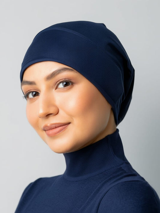 Comfort-Fit Hijab Cap (Navy Blue)
