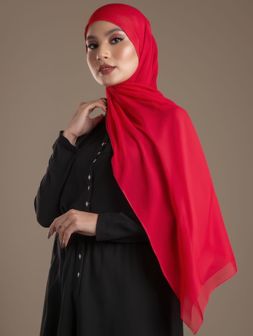 PLAIN GEORGETTE - Commanding Ruby