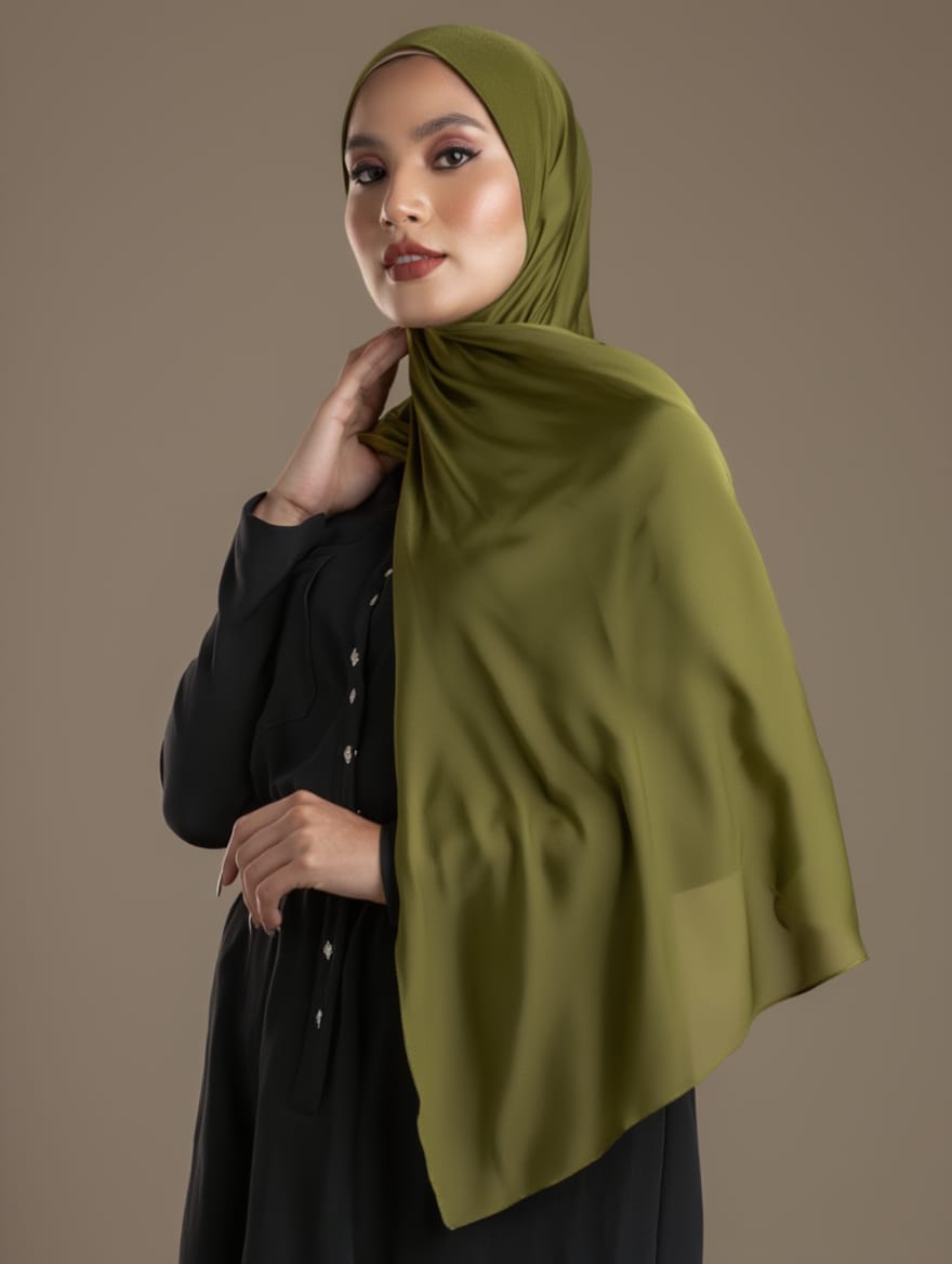 PLAIN GEORGETTE - Deep Moss Olive