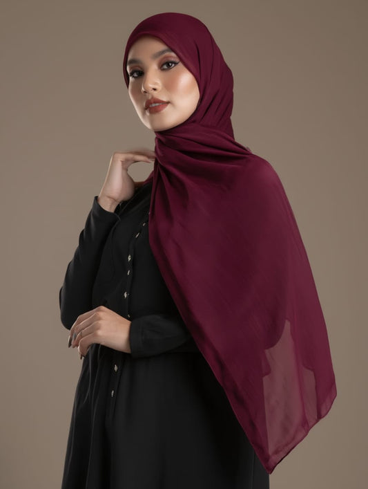 PLAIN GEORGETTE - Deep Meridian Maroon