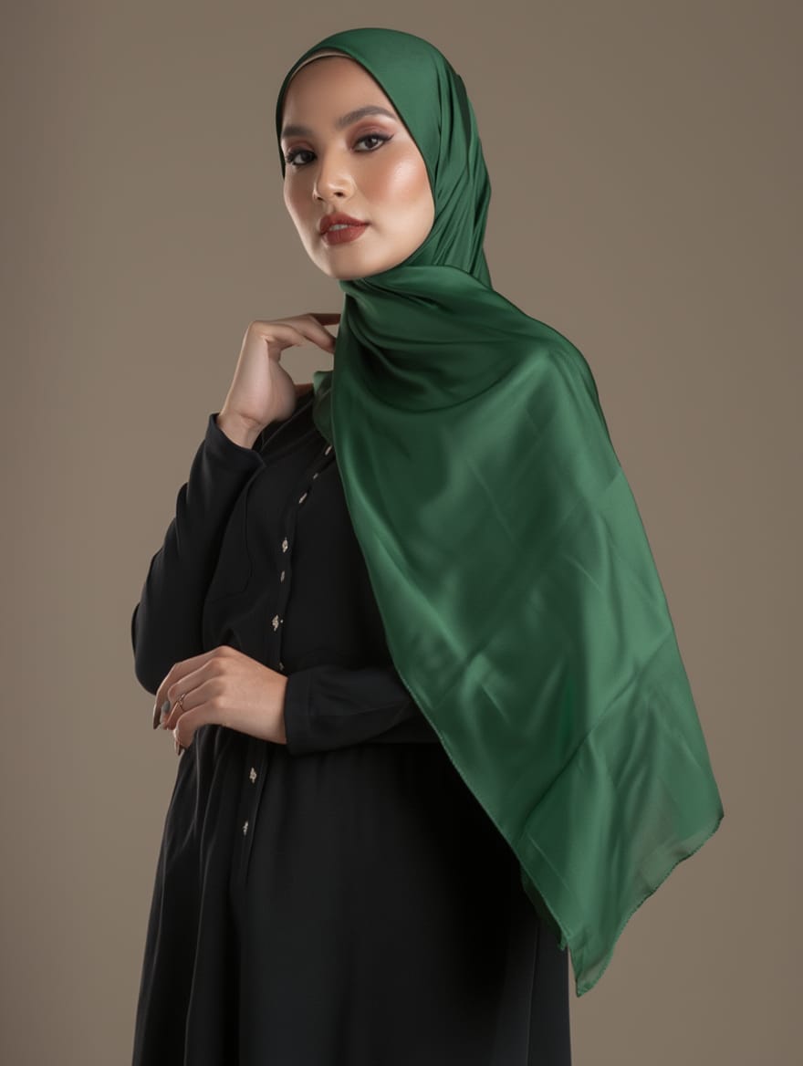 DOUBLE GEORGETTE - BOTTLE GREEN